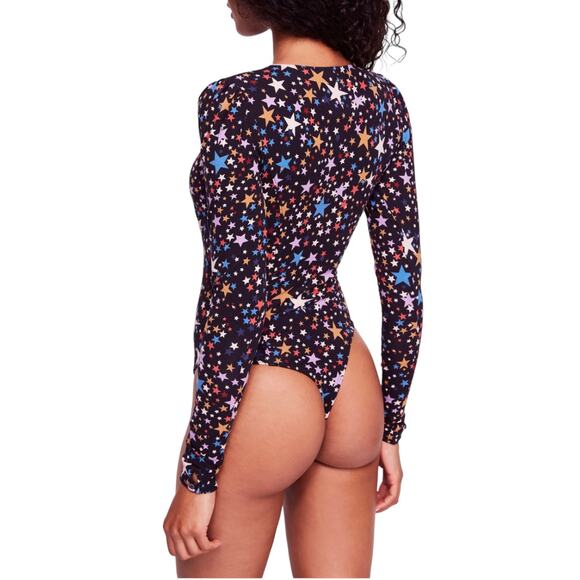 Free People Girls Like Us Star Print Black Bodysuit - Picture 3 of 12